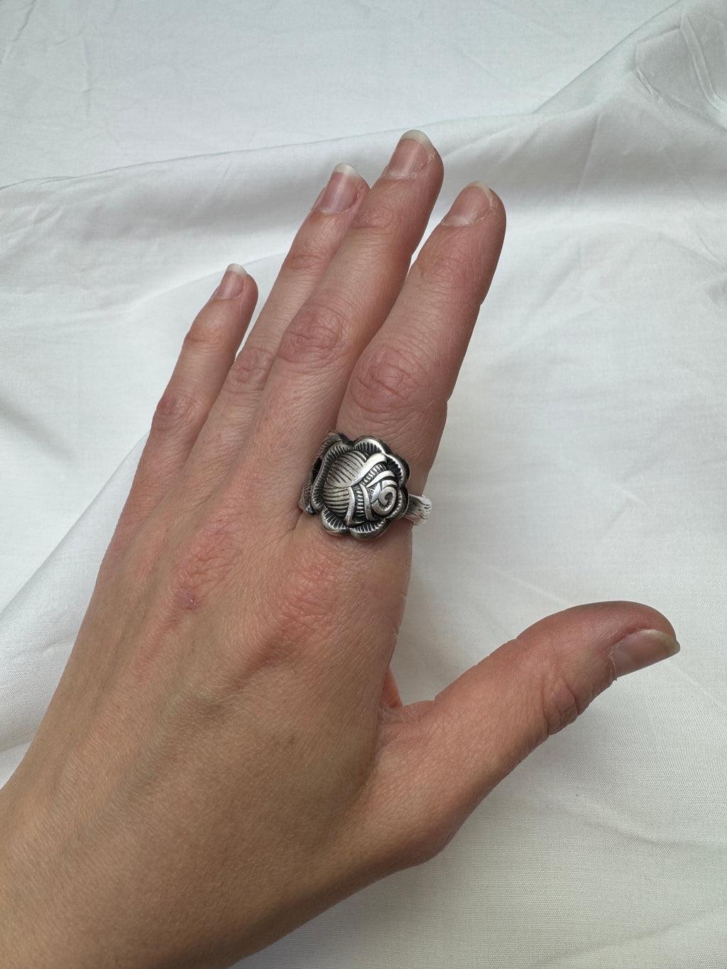 Bague Rose argentée #4