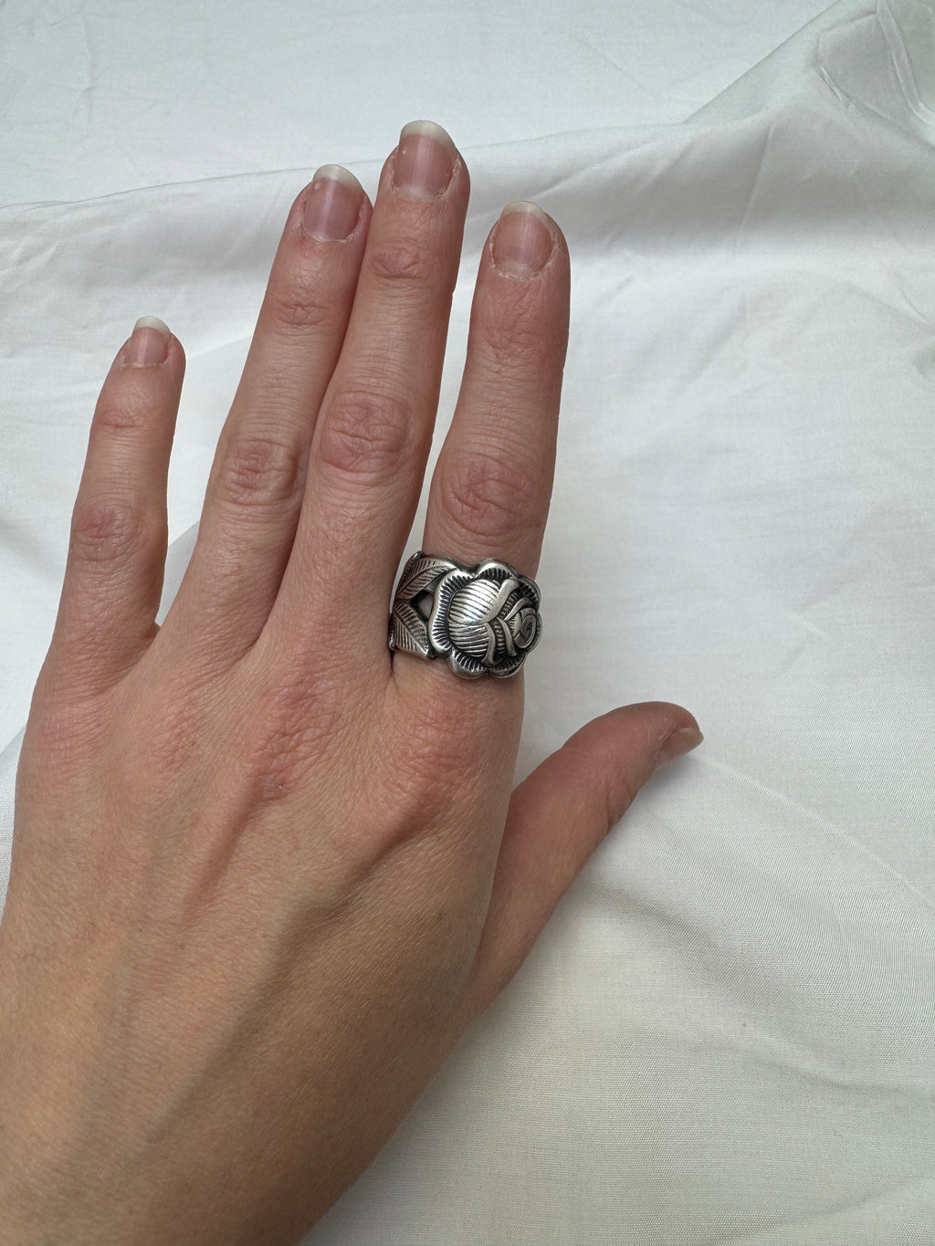 Bague Rose argentée #4