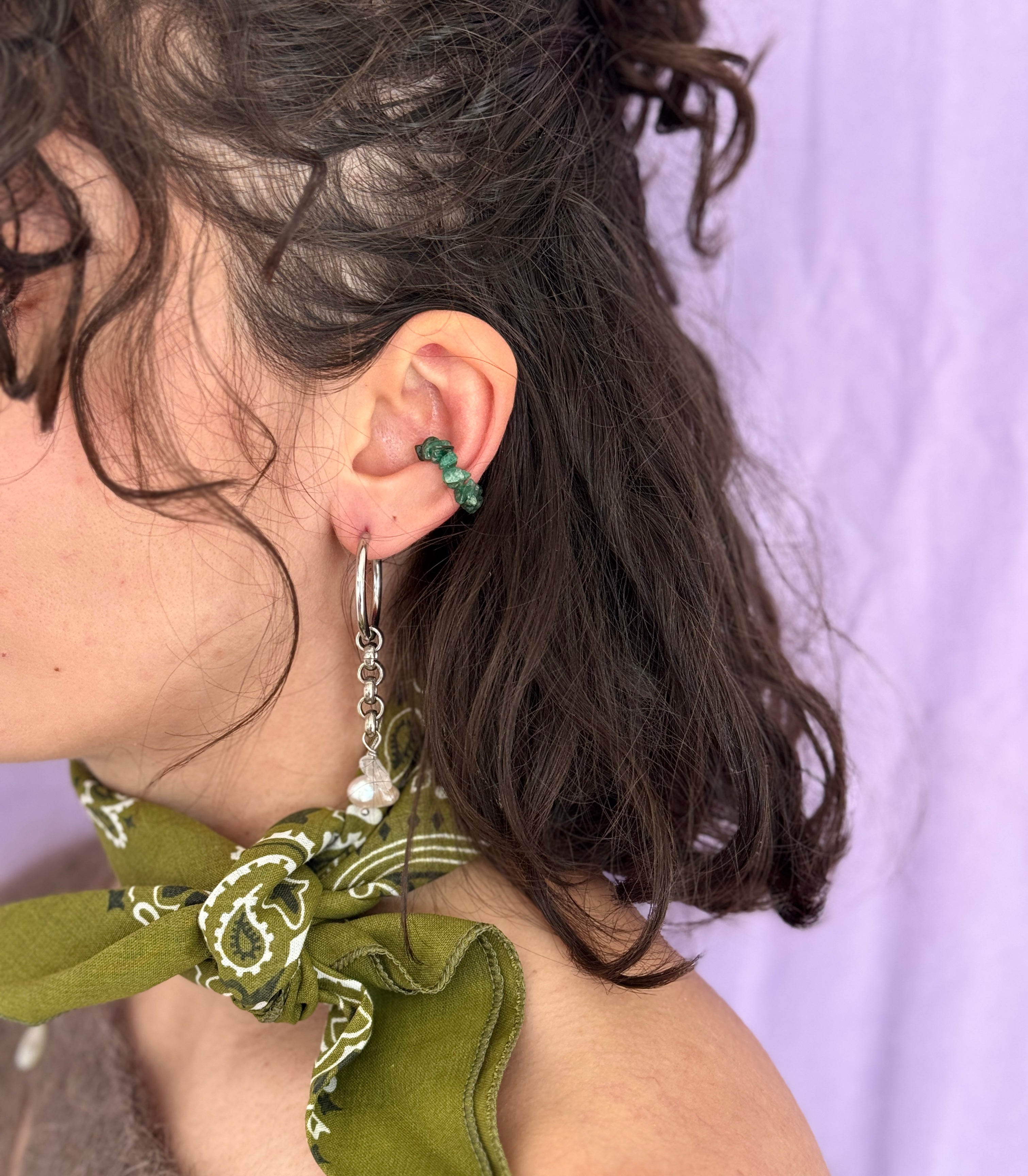 Paire grandes créoles argentées #2