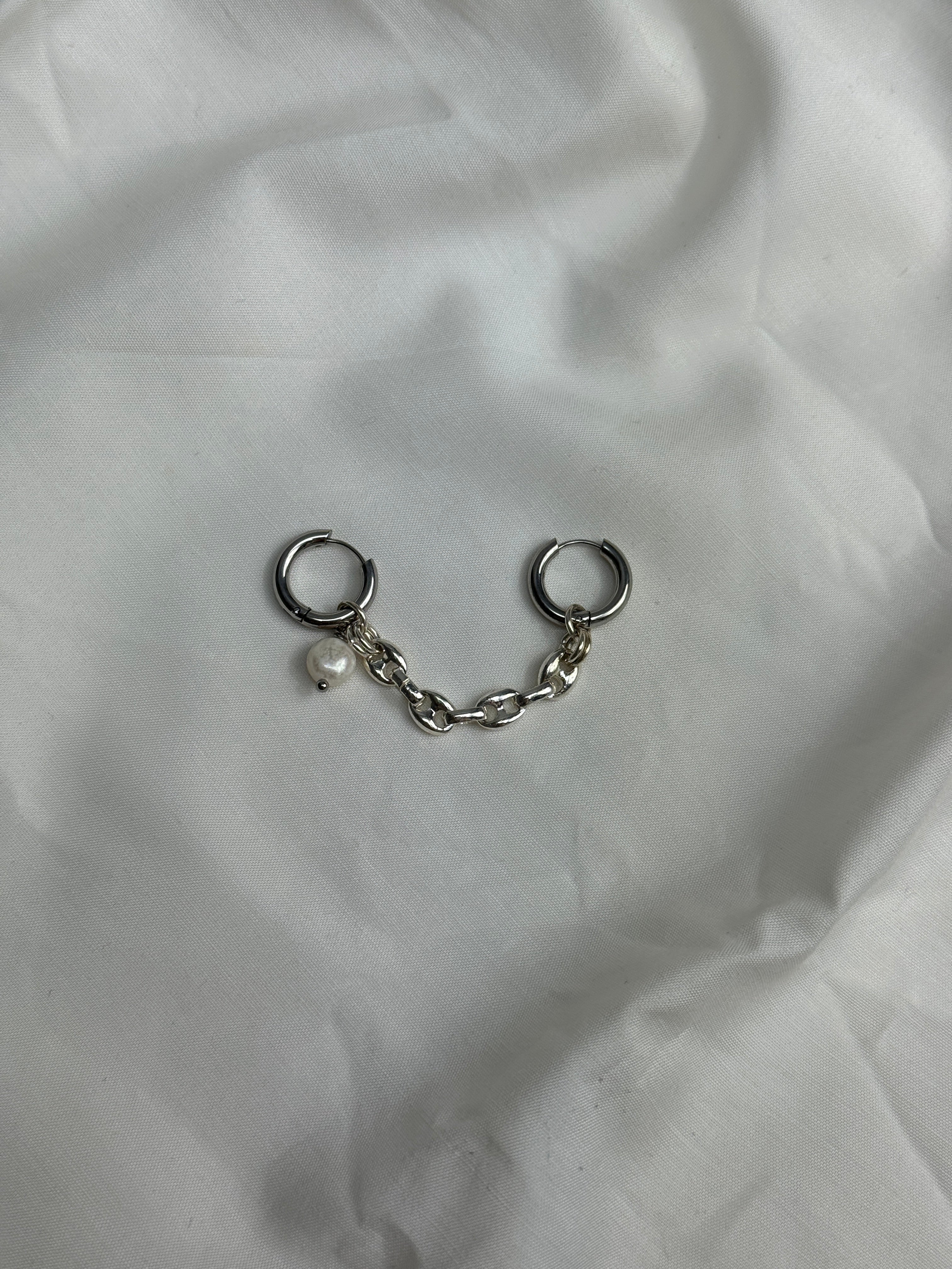 Double créoles//grains de café argentés