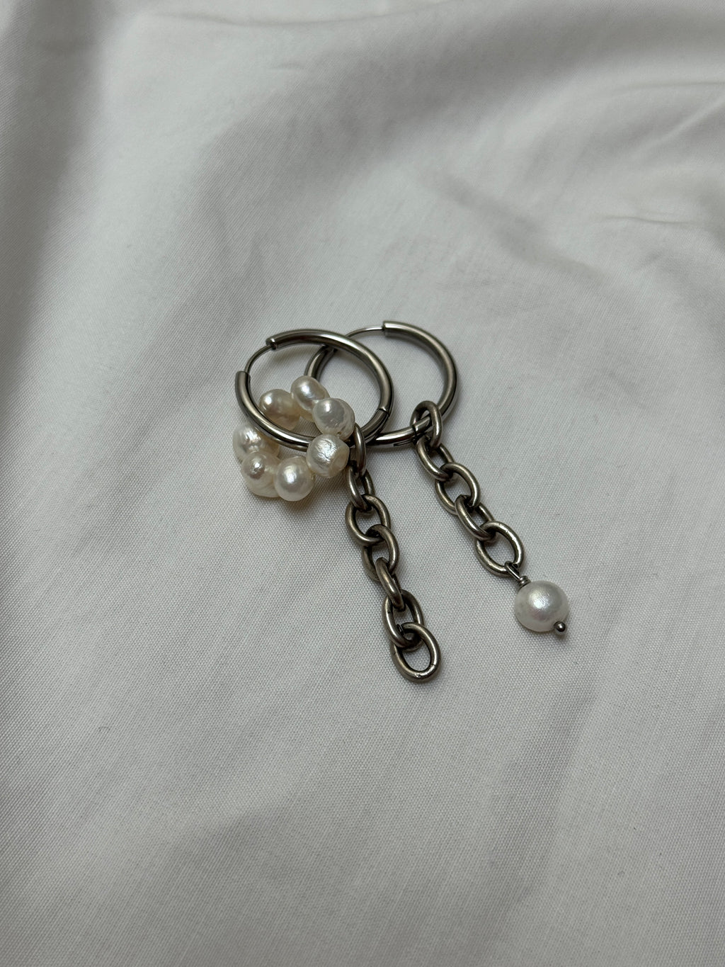 Paire grandes créoles argentées #3