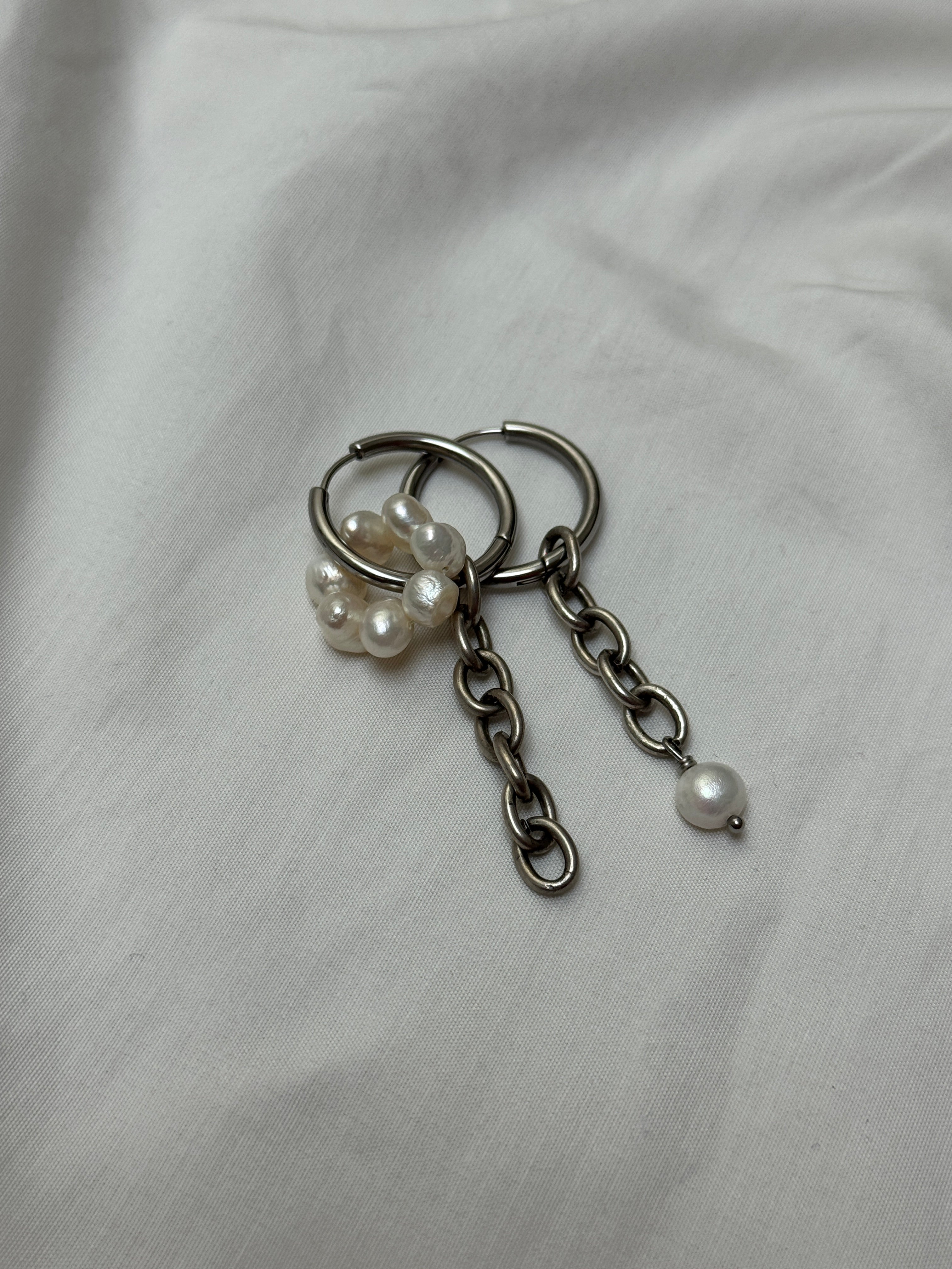 Paire grandes créoles argentées #3