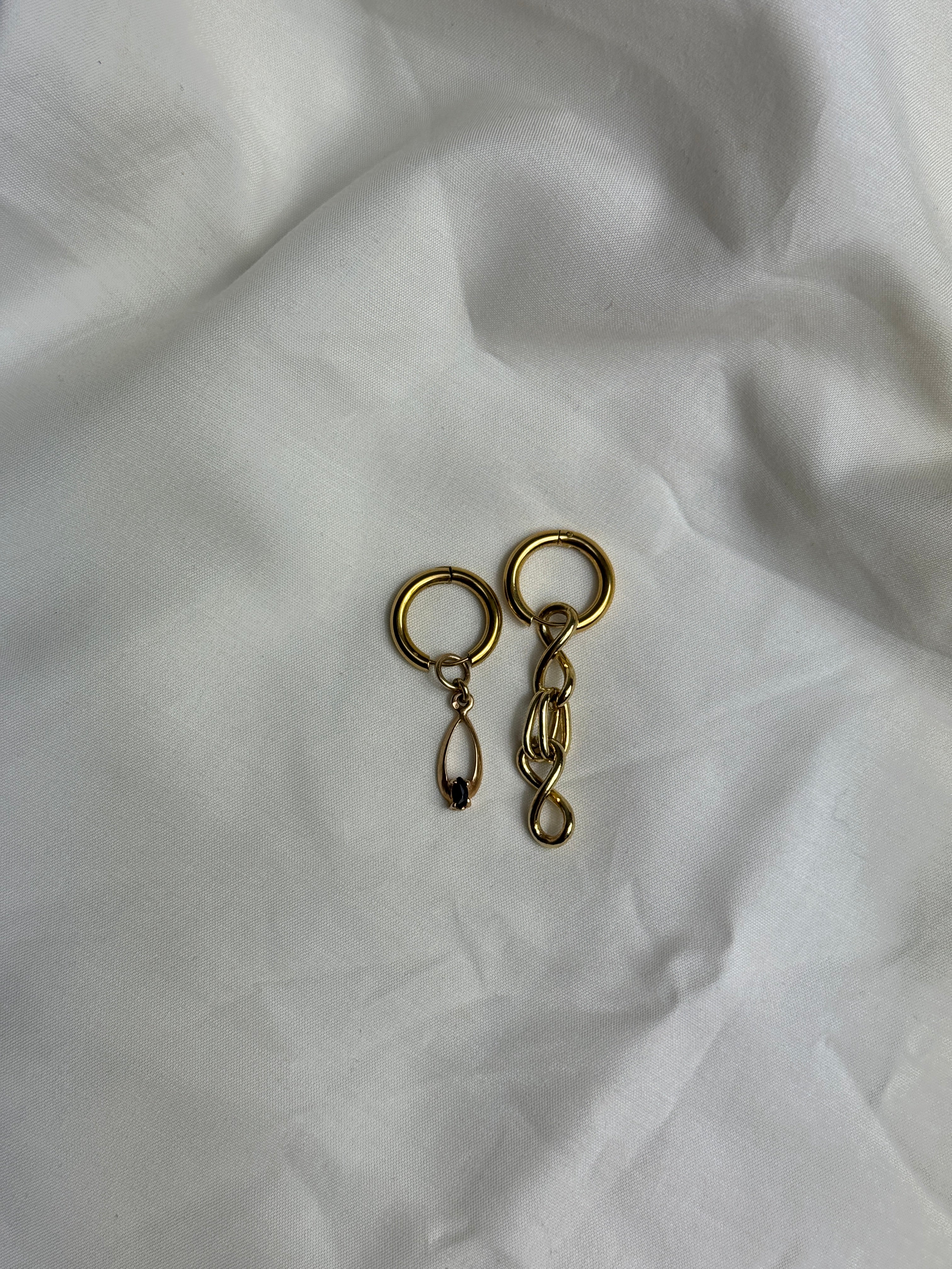 Mono créole dorée & pendentif strass noir