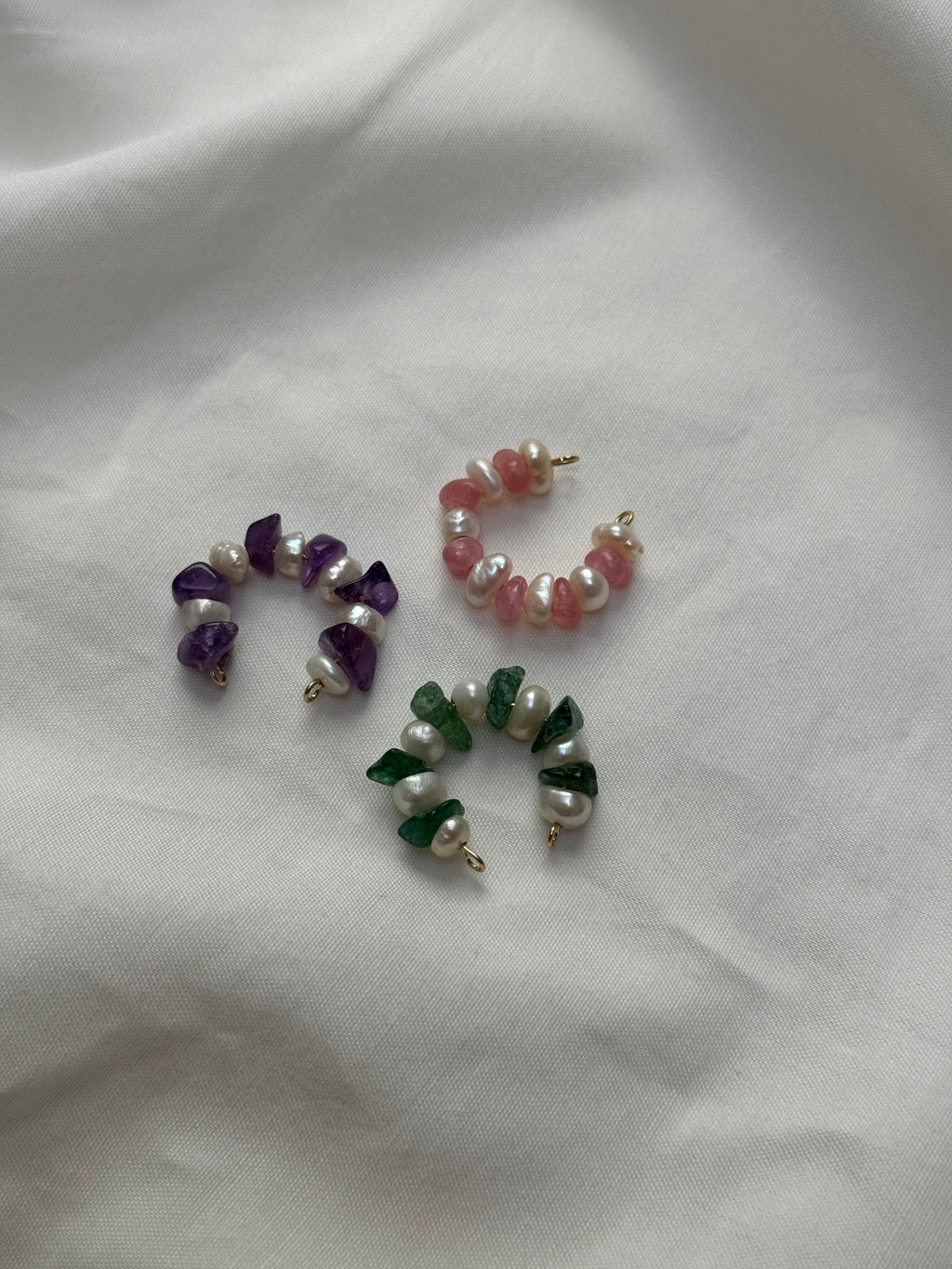 Earcuff perle d’eau douce & Jaspe vert