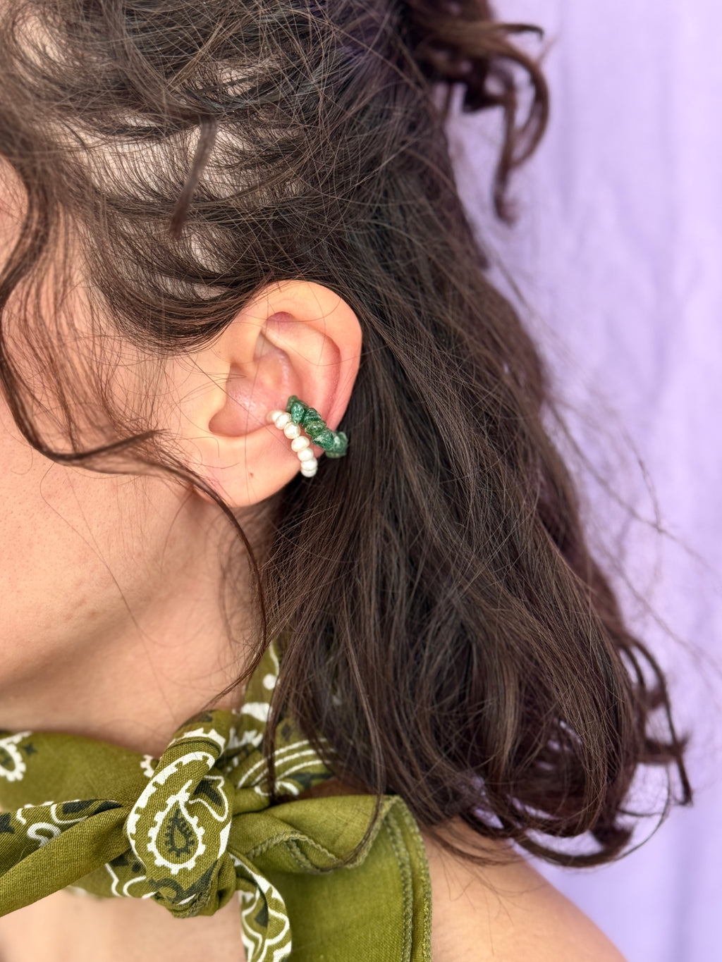 Earcuff en Jaspe vert