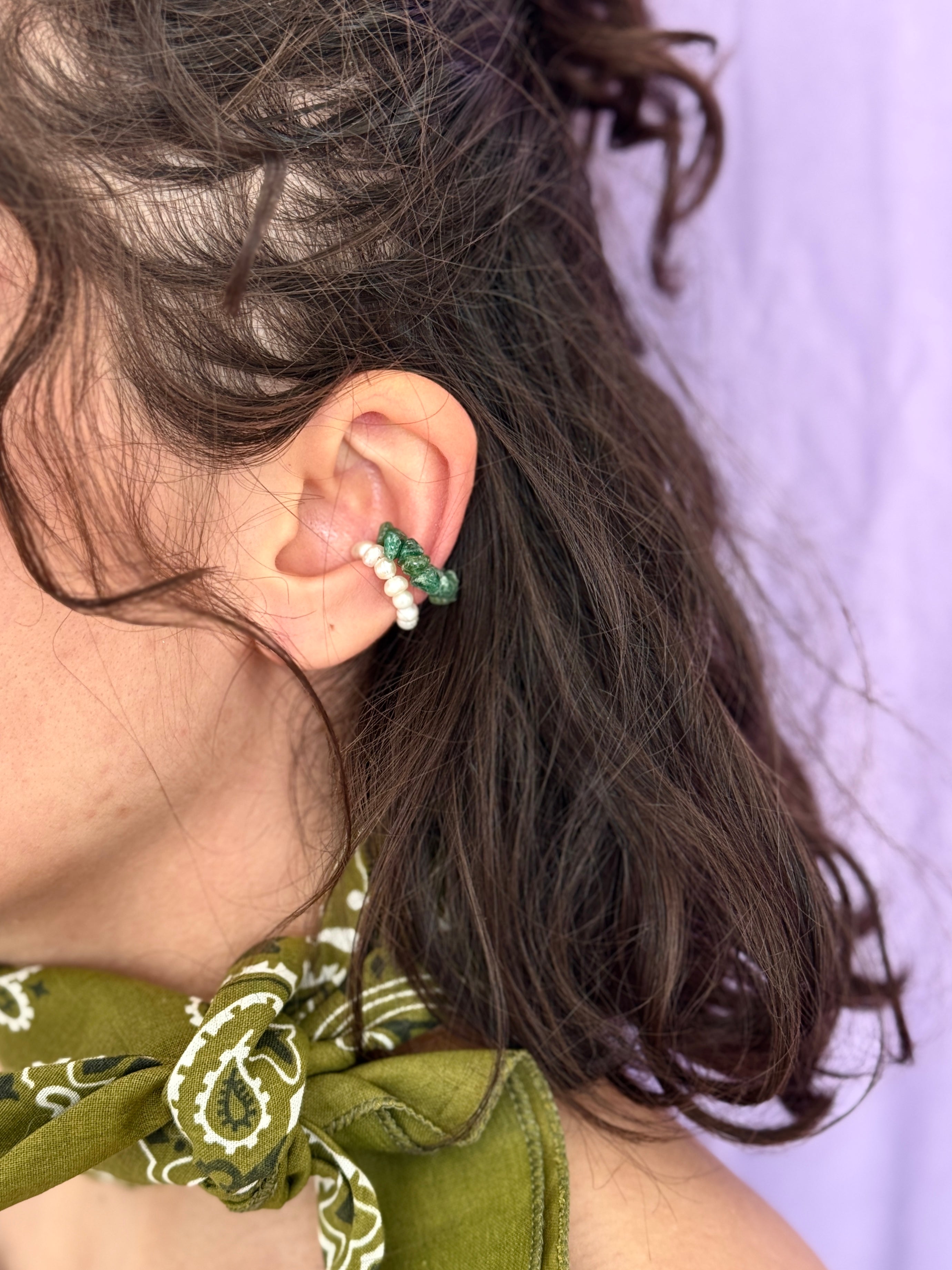 Earcuff en Jaspe vert