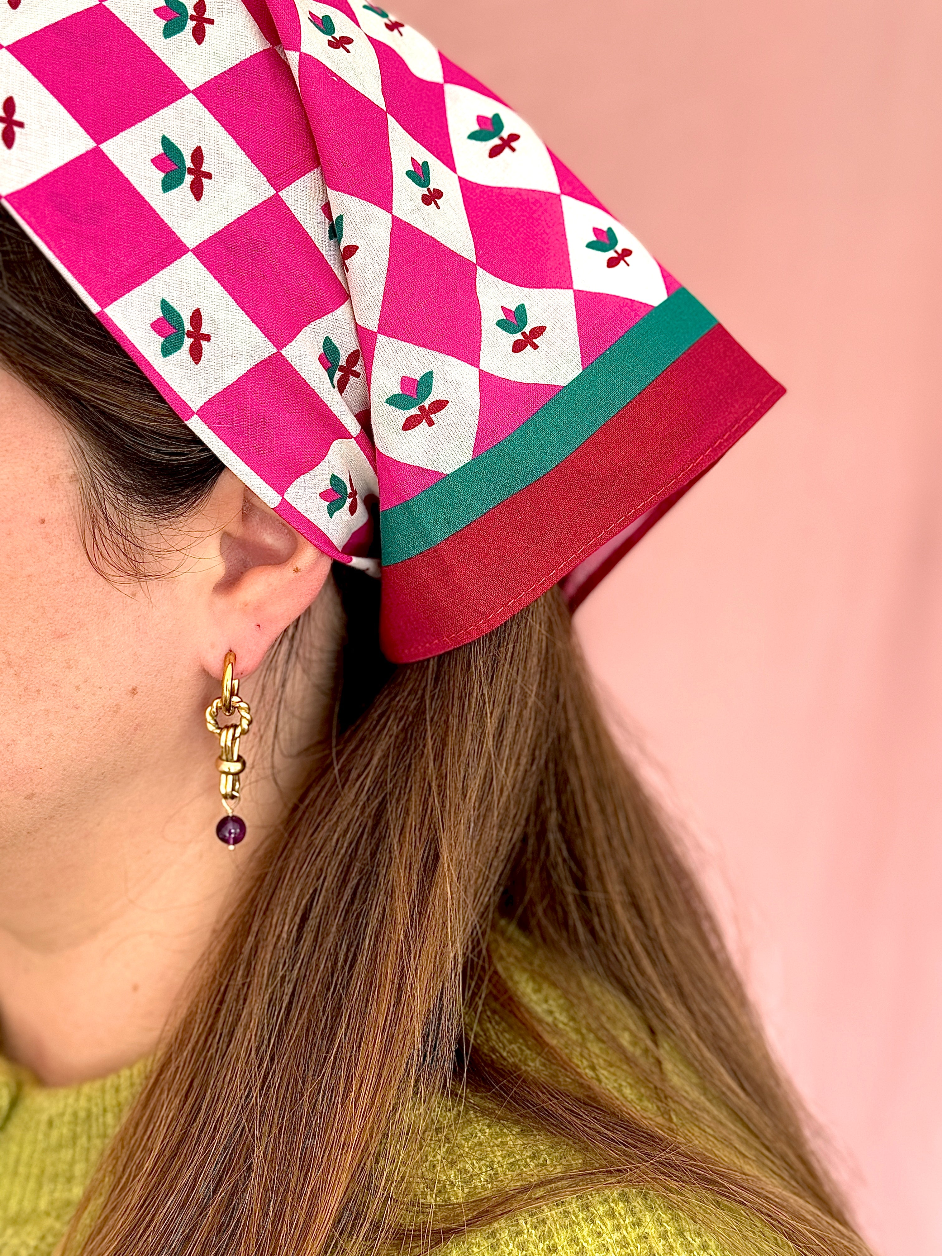 Mono créole dorée//chaîne & perle ronde améthyste