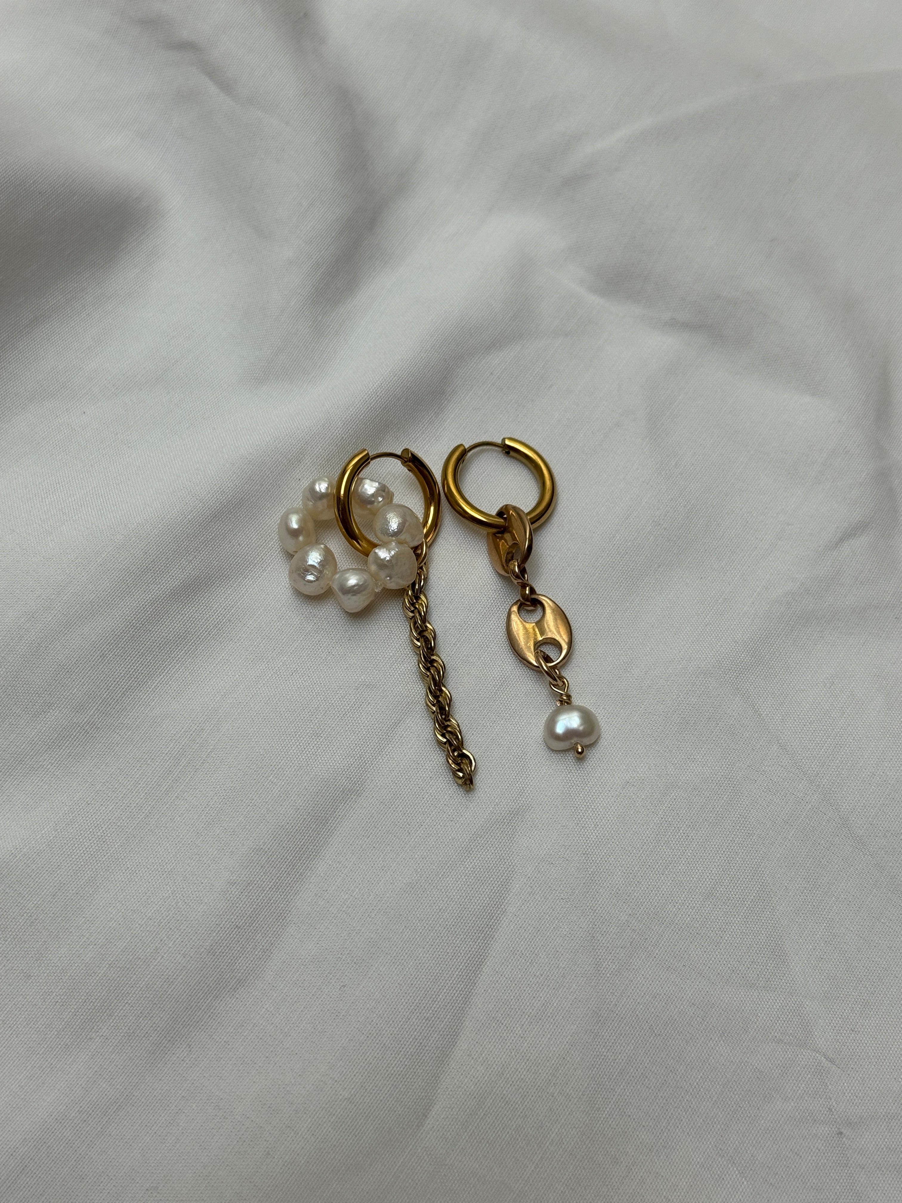 Mono créole dorée//cercle perlé & chaîne