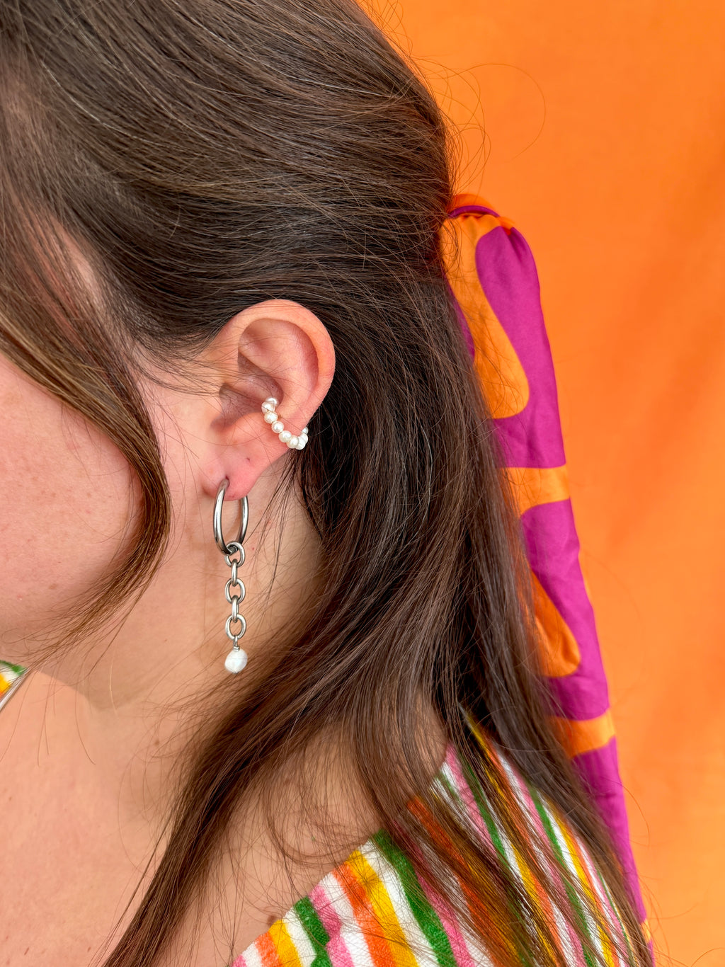 Paire grandes créoles argentées #3