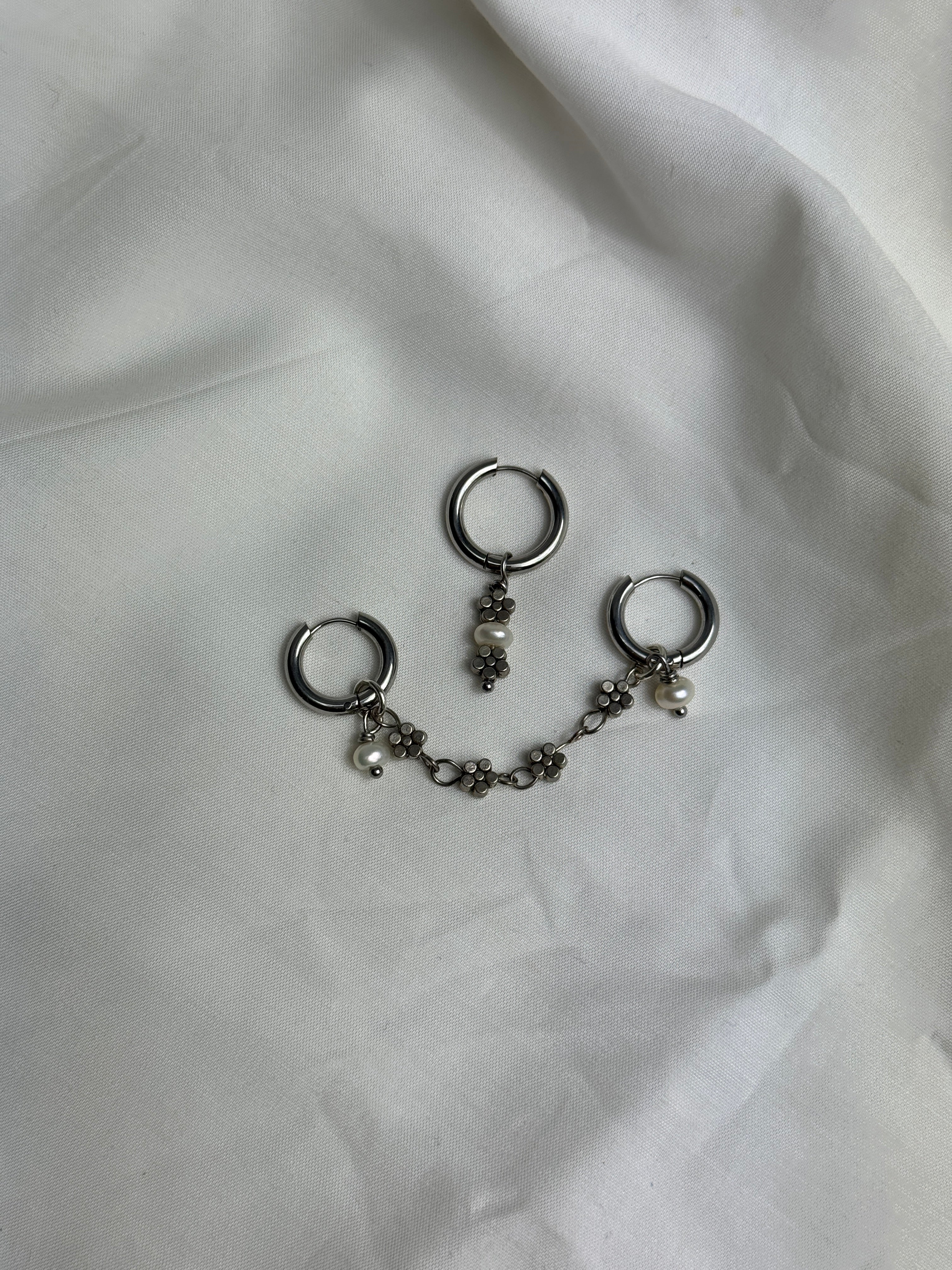 Mono créole argentée//fleurs & perle