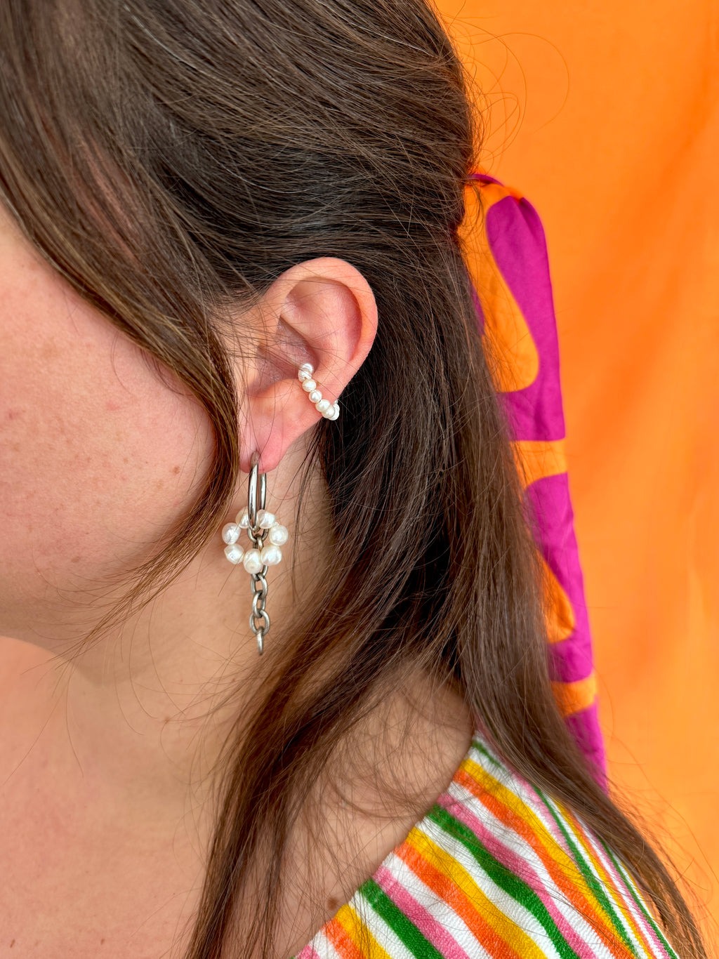 Paire grandes créoles argentées #3