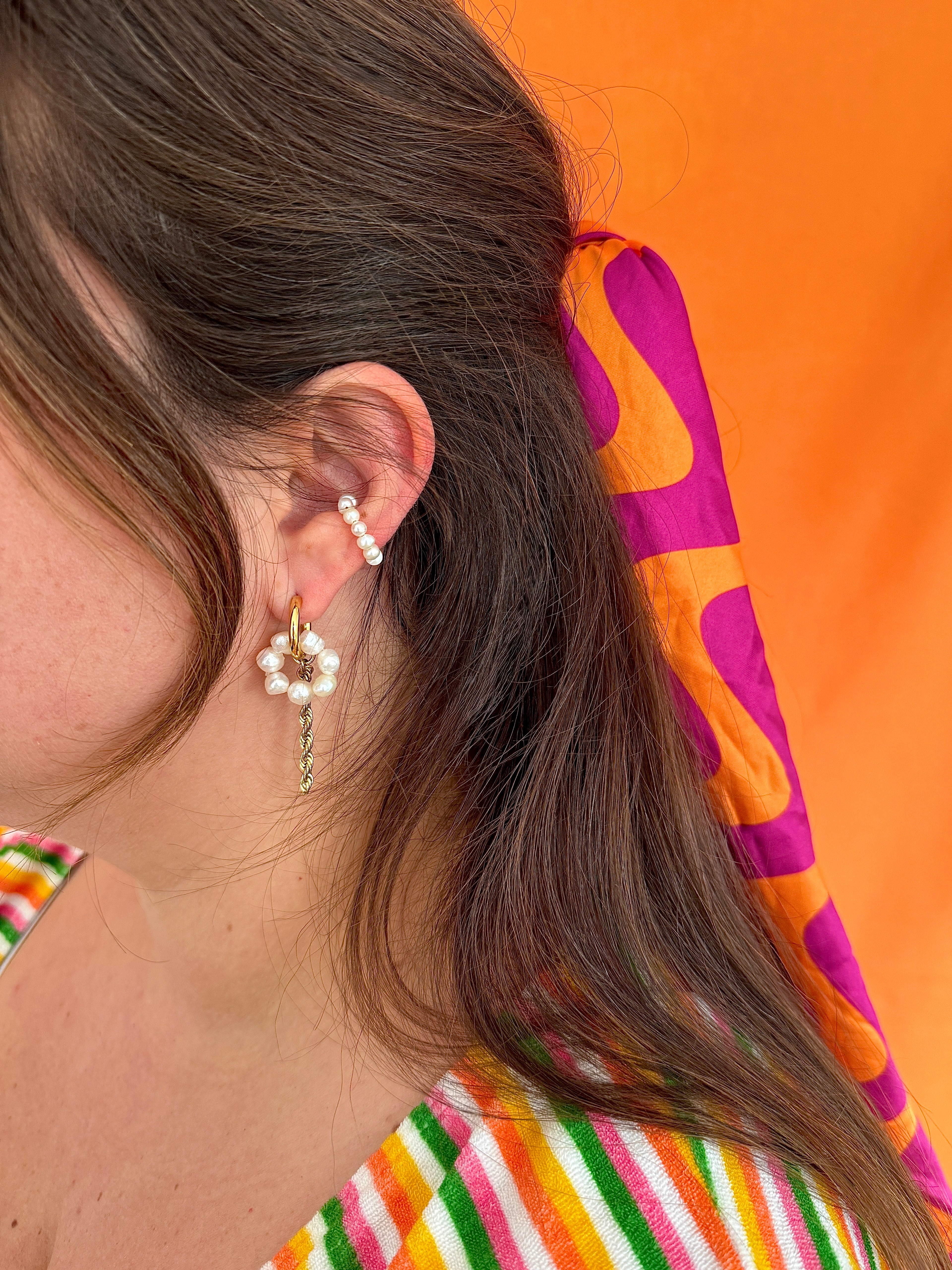 Mono créole dorée//cercle perlé & chaîne