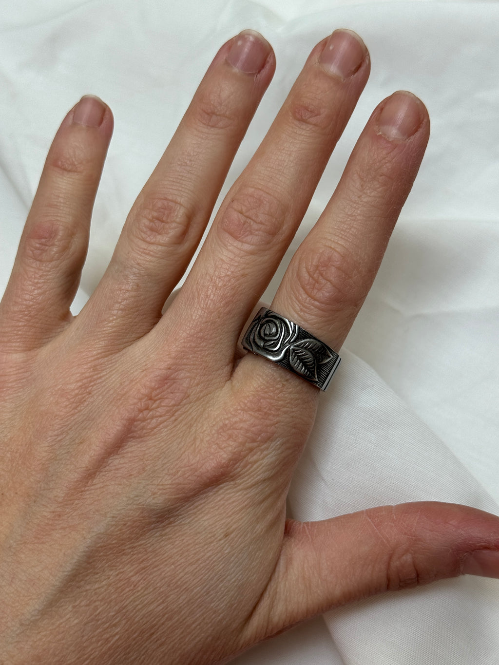 Bague Rose argentée #2