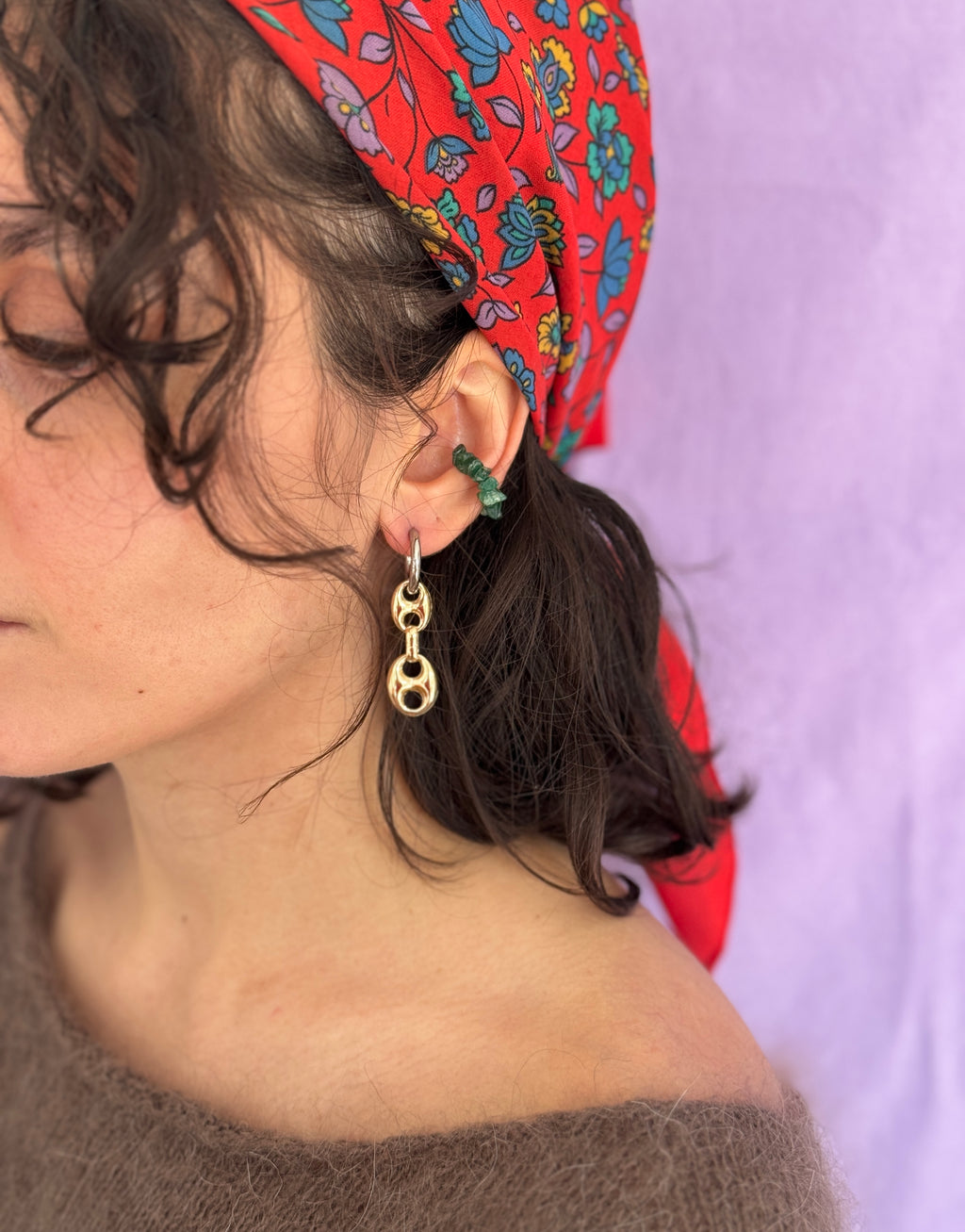 Earcuff en Jaspe vert