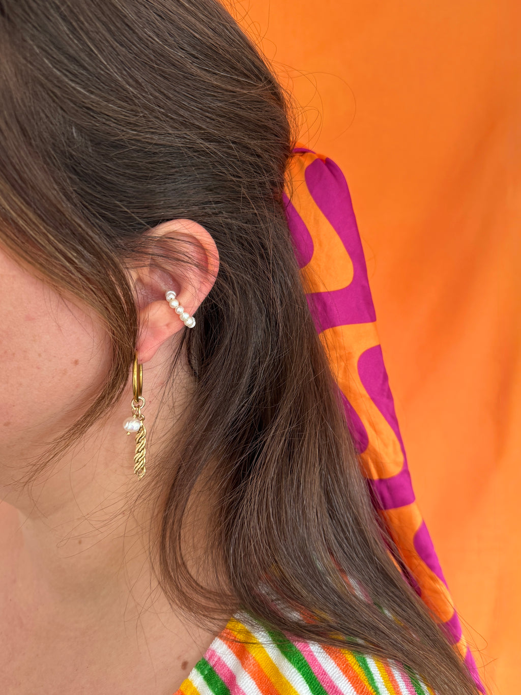 Paire grandes créoles dorées #4