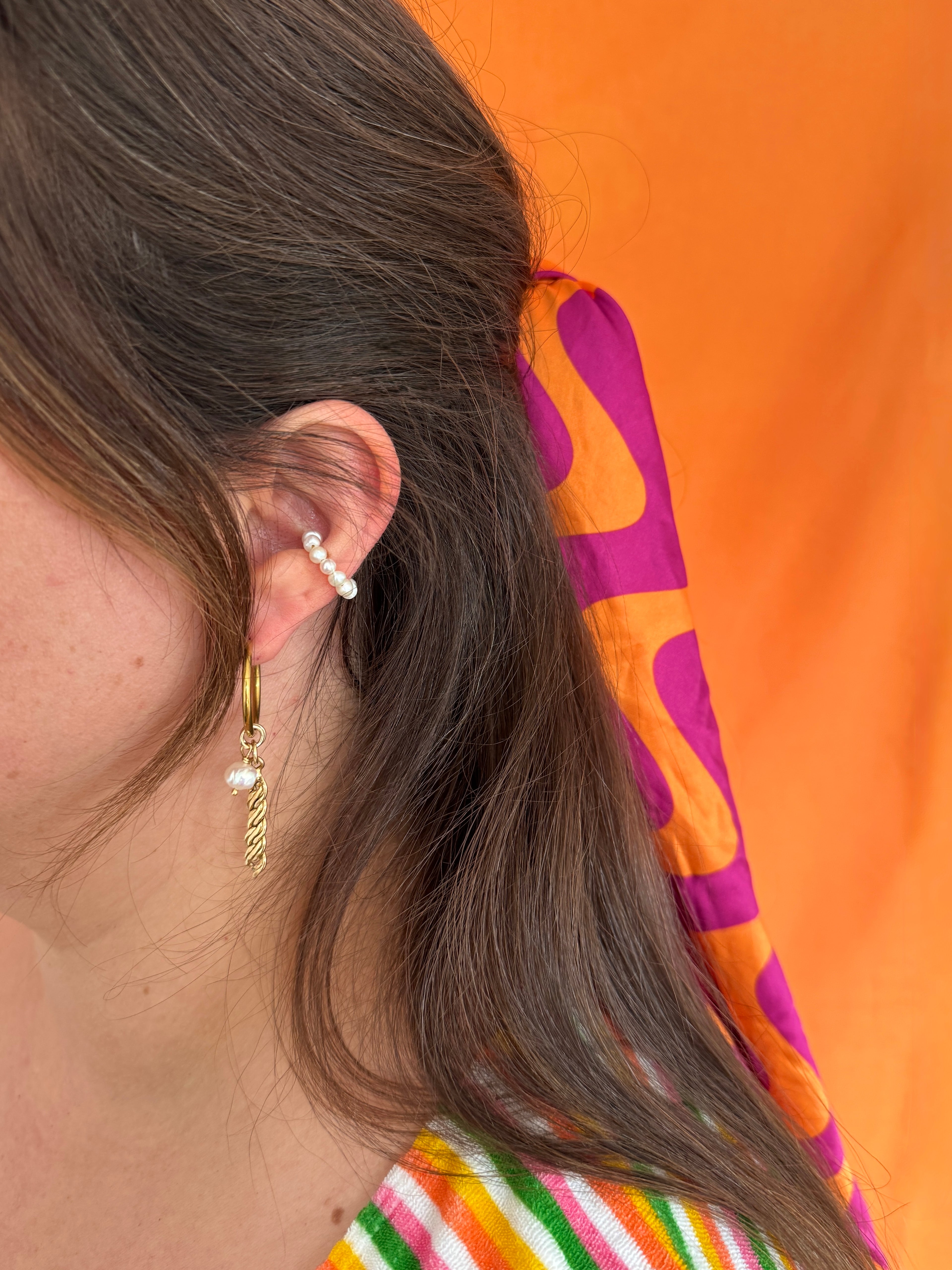 Paire grandes créoles dorées #4