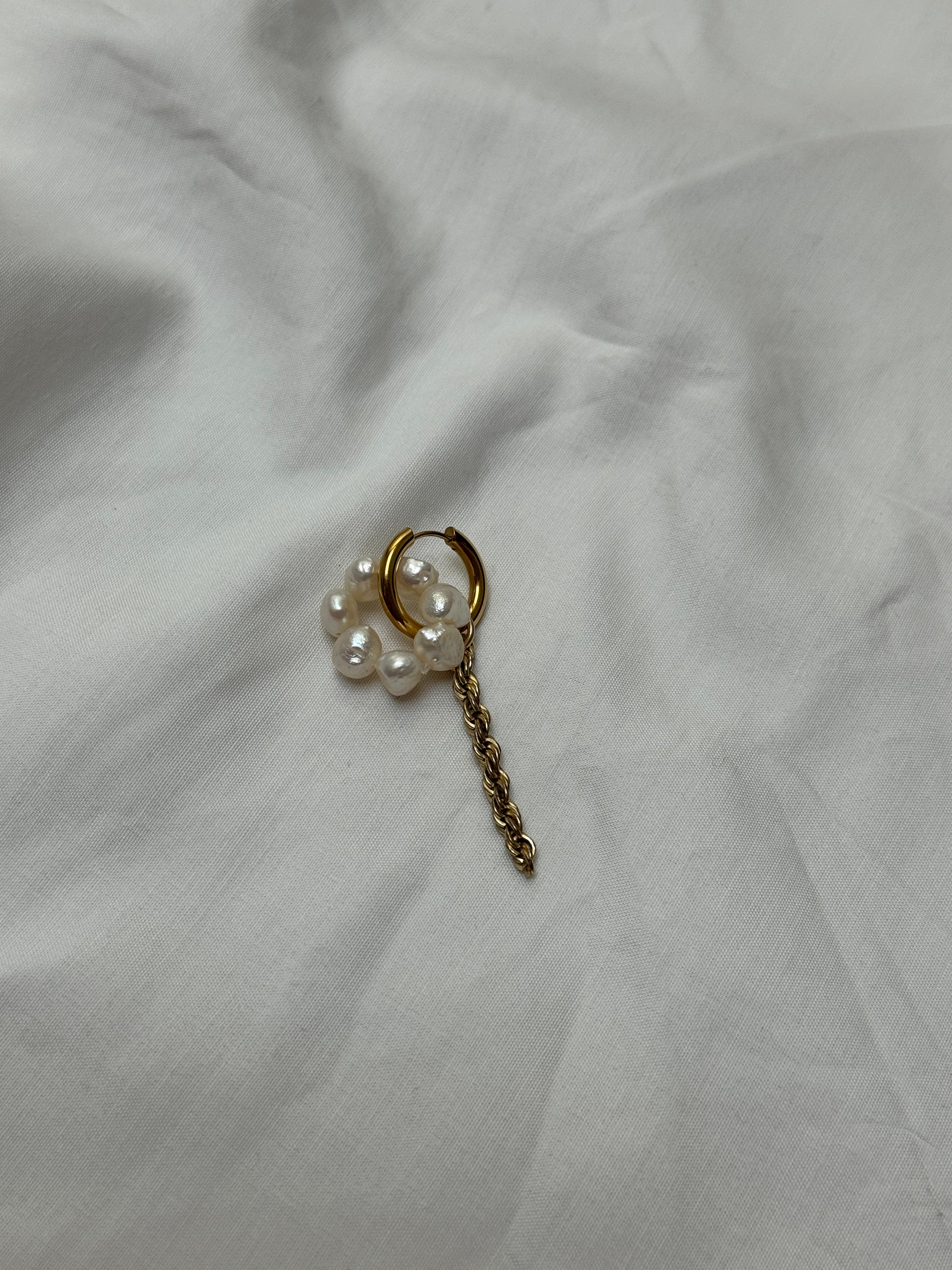 Mono créole dorée//cercle perlé & chaîne