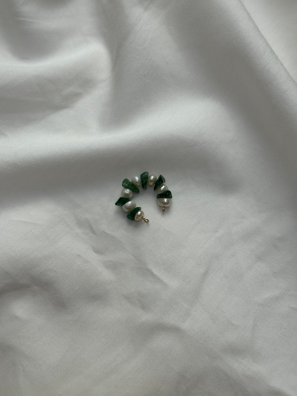 Earcuff perle d’eau douce & Jaspe vert