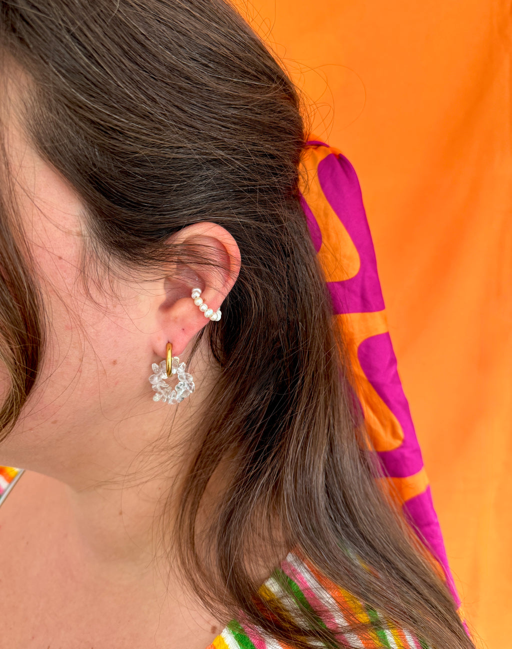 Mono créole dorée & perles cristal de roche