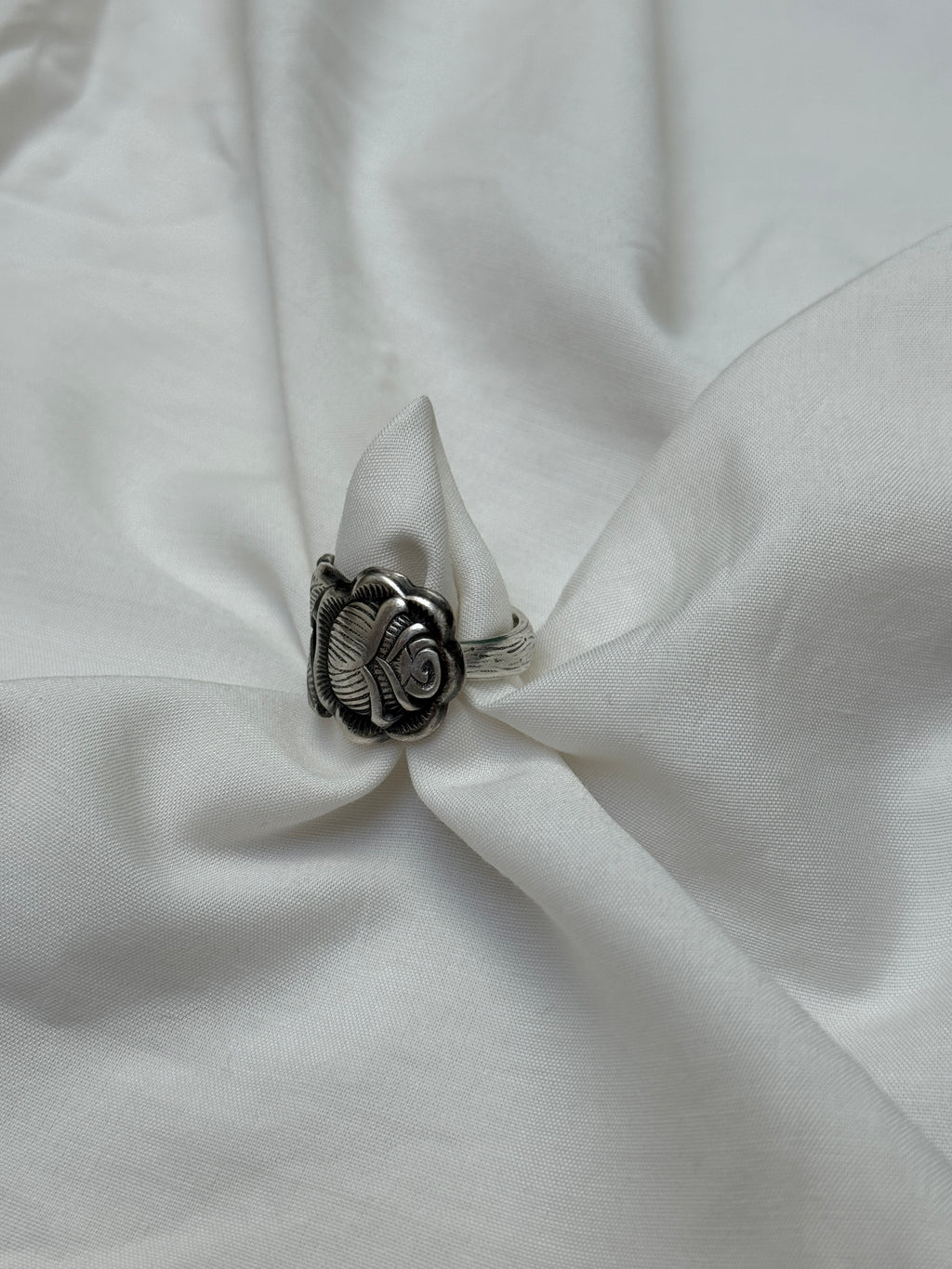 Bague Rose argentée #4