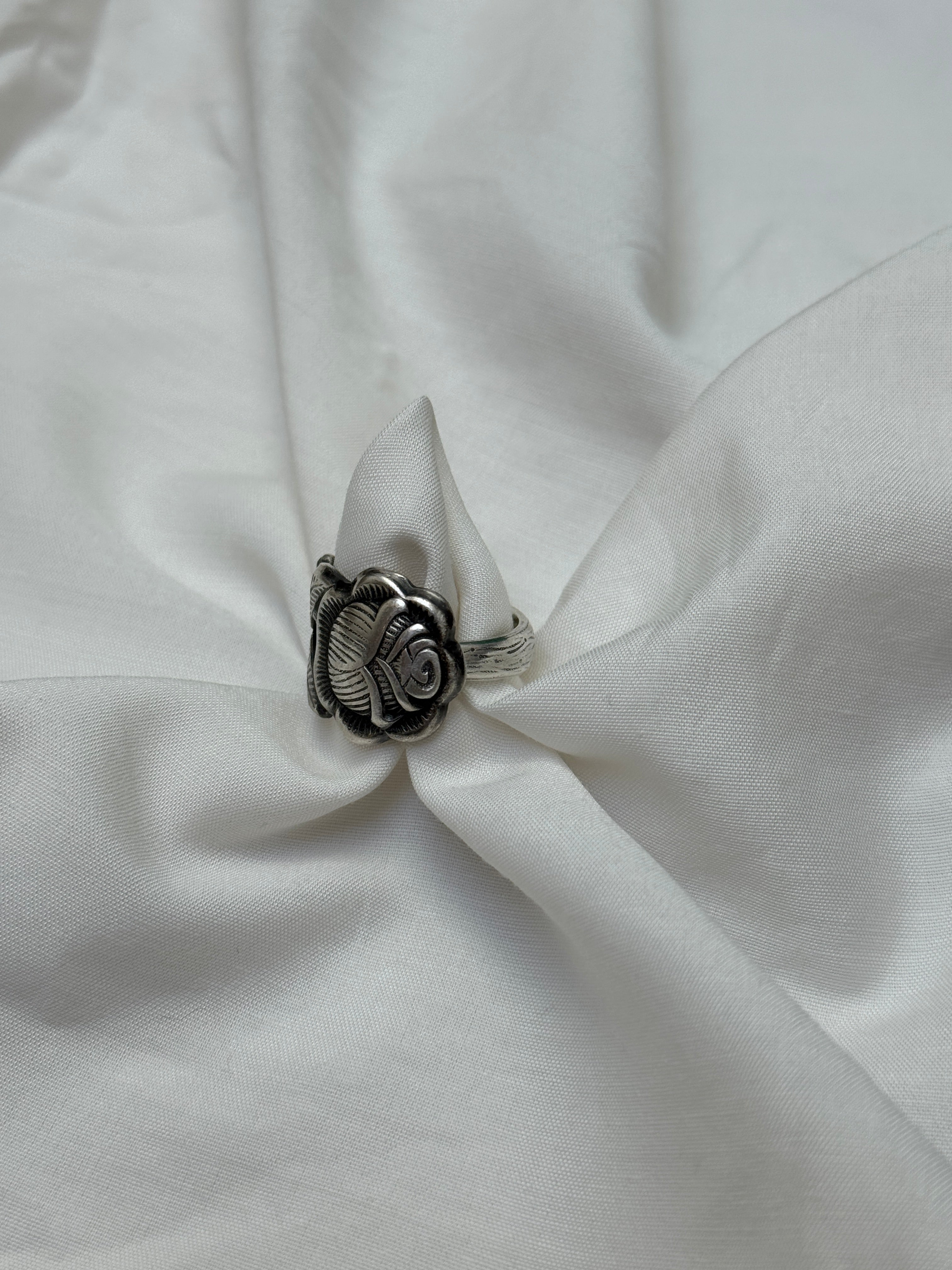 Bague Rose argentée #4