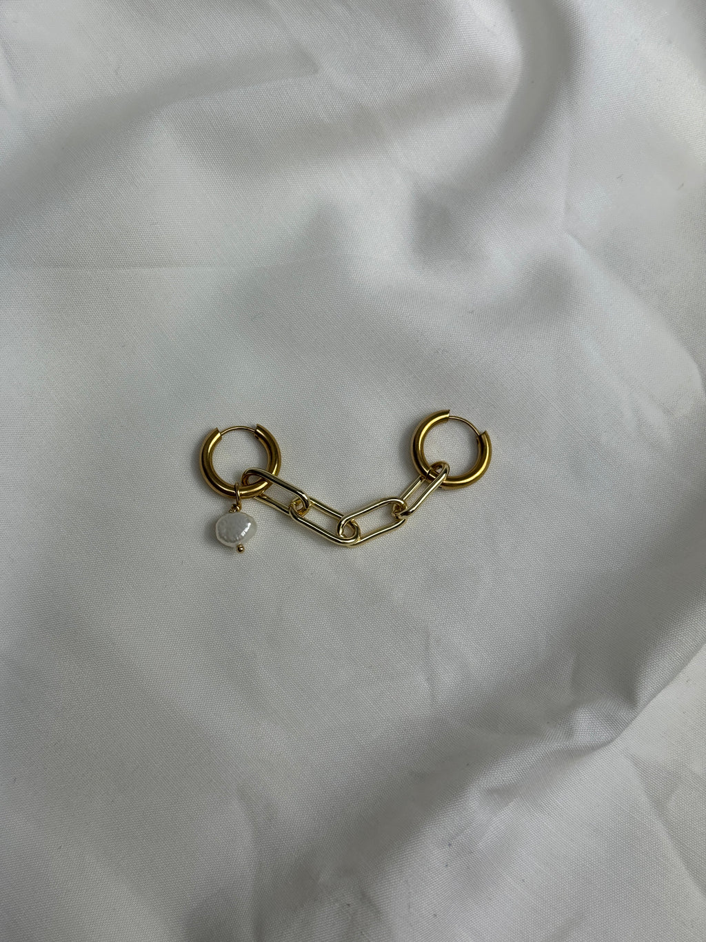 Double créoles//maillons trombones dorés