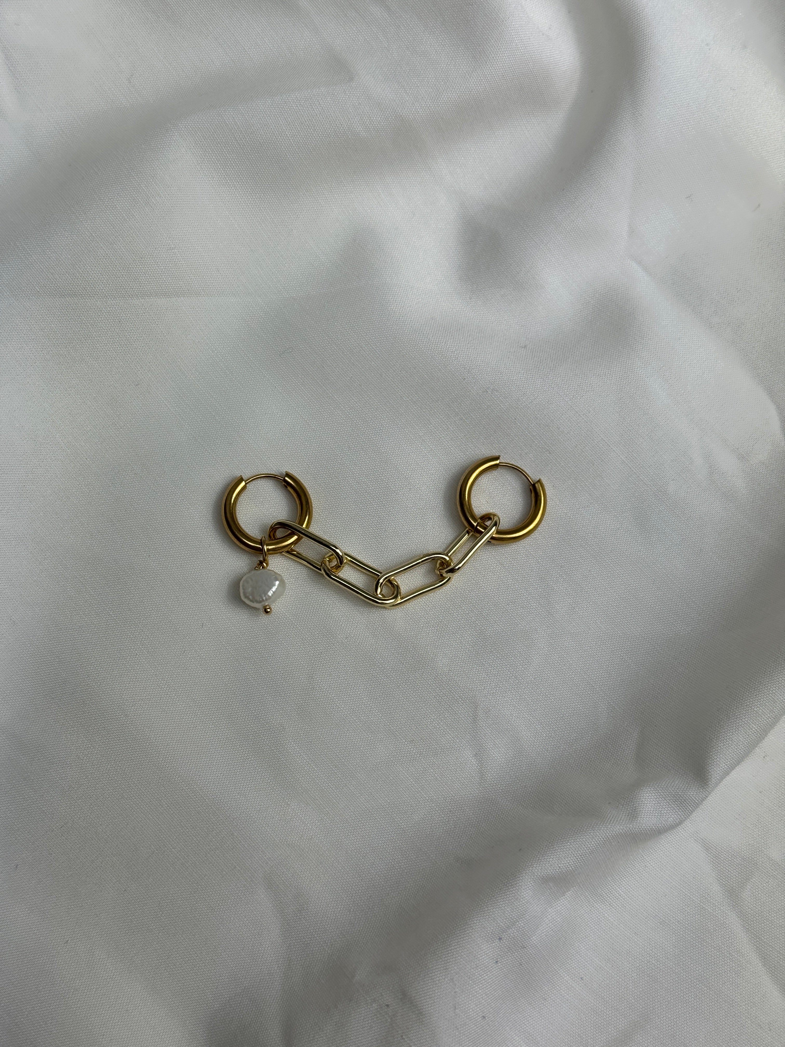 Double créoles//maillons trombones dorés