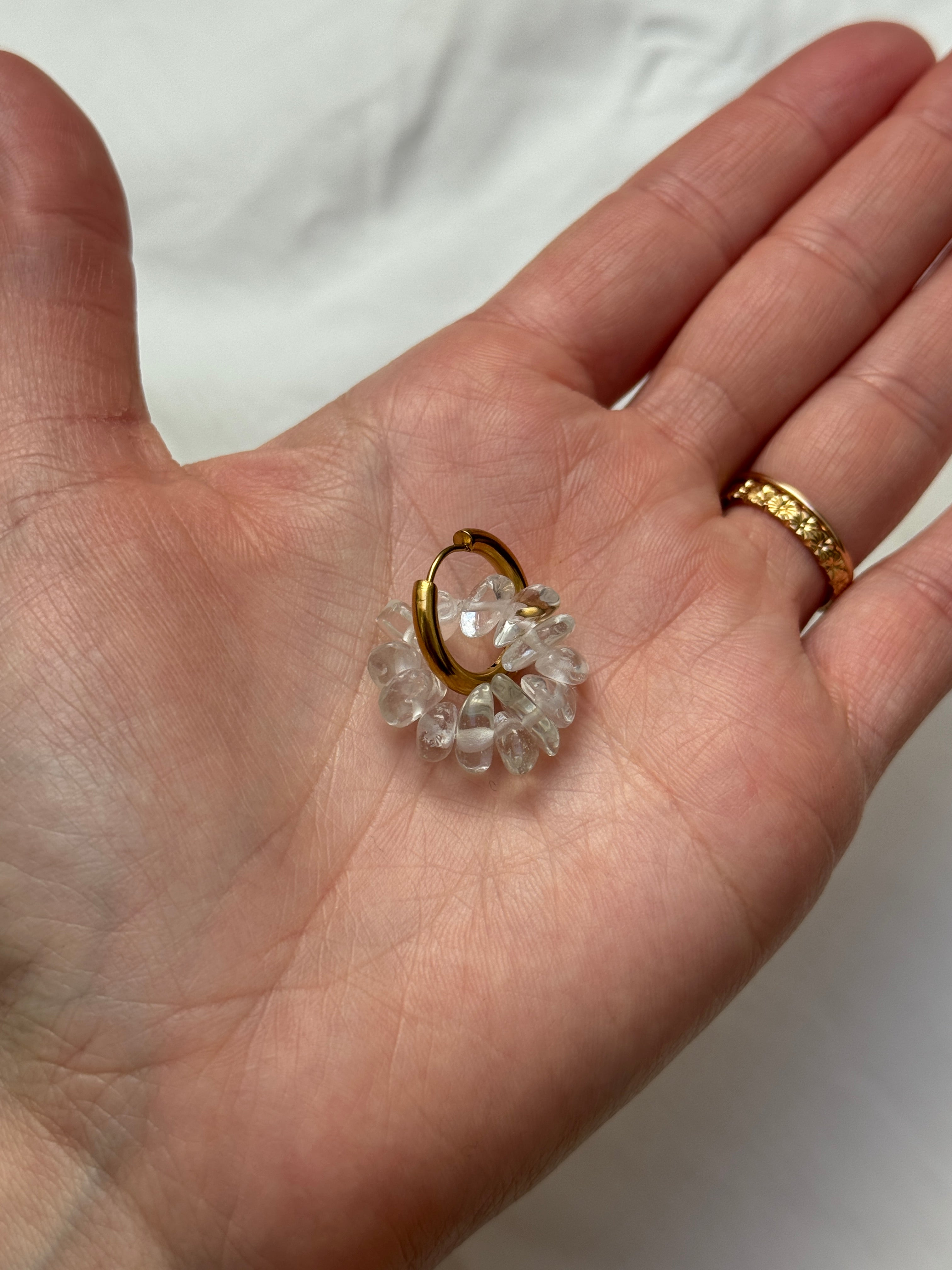 Mono créole dorée & perles cristal de roche