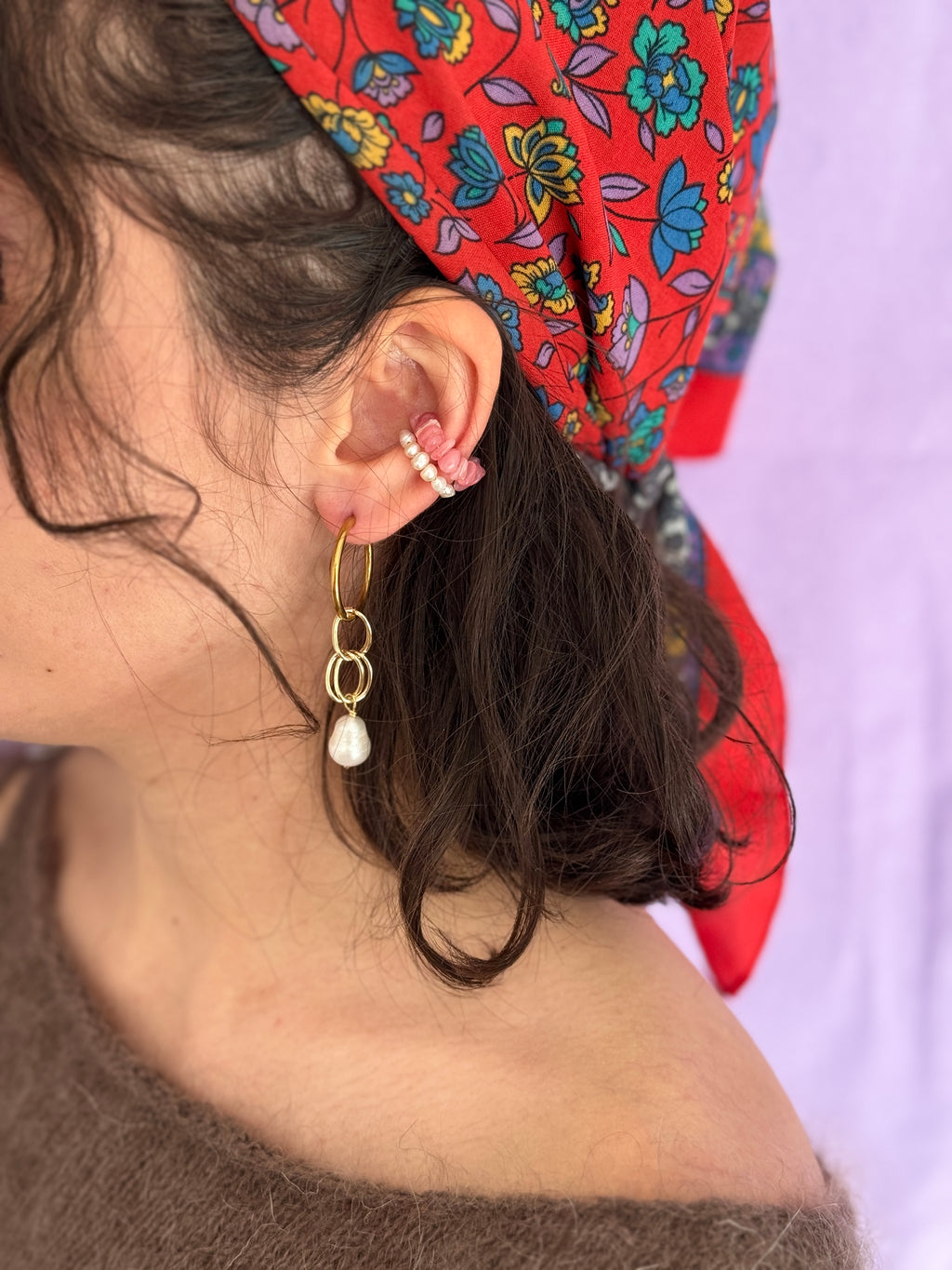 Paire grandes créoles dorées #3