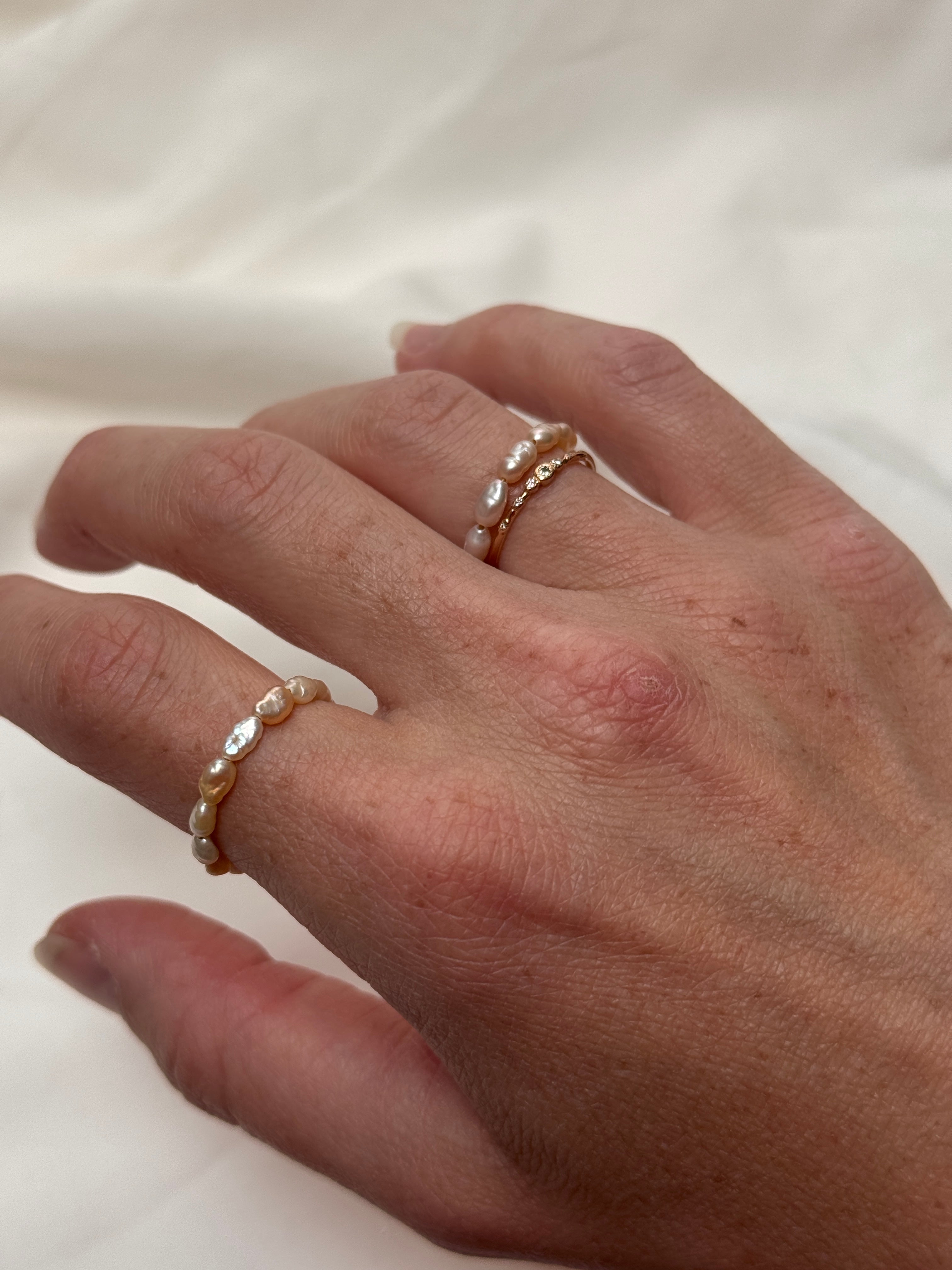 Bague perles d’eau douce rosées