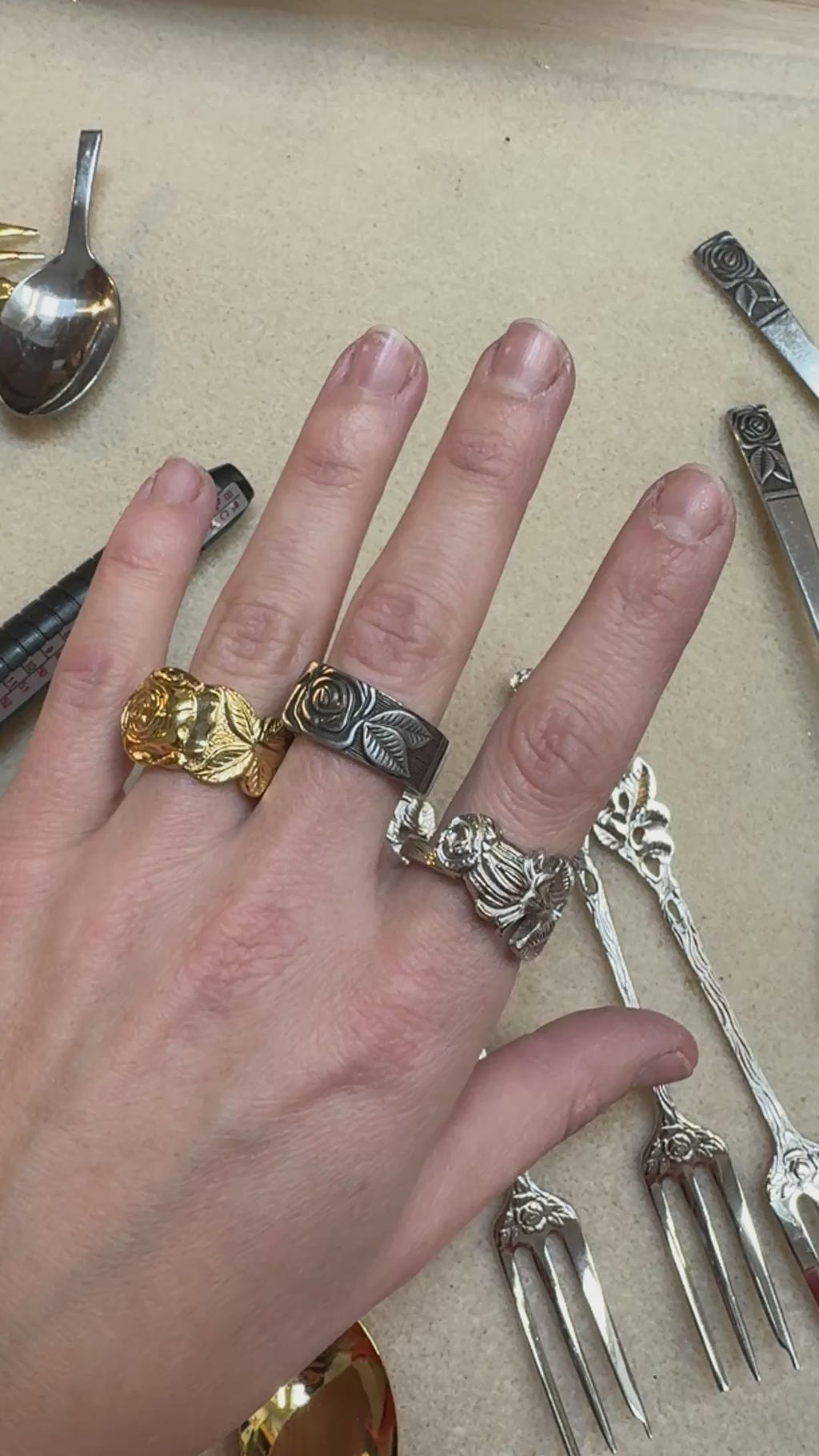 Bague Rose argentée #3